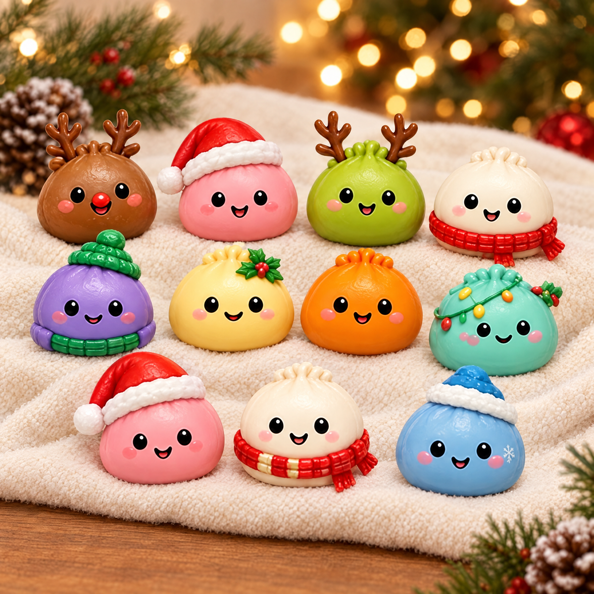 Świąteczne figurki squishy pierożki – wzory z kalendarza